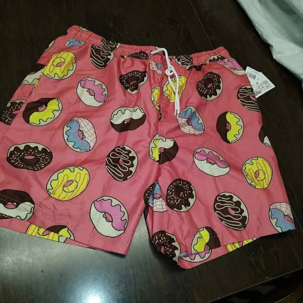 New U.S. Surf Club Pink Doughnut Swim Shorts Size Men's XL